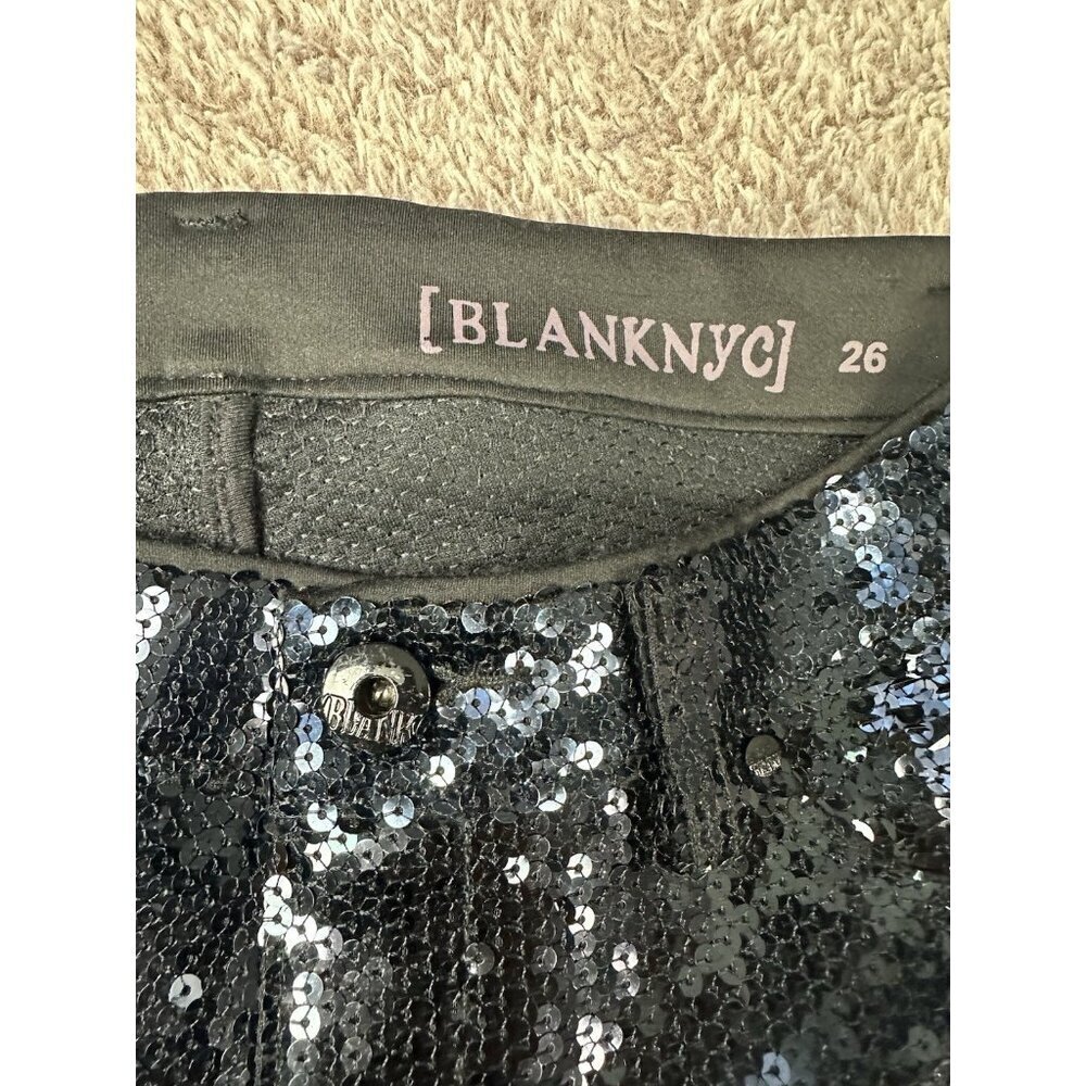 BLANKNYC Womens Black 5 Pocket Sequin Spray On Skinny Pants Size 26 NWT - Picture 8 of 16